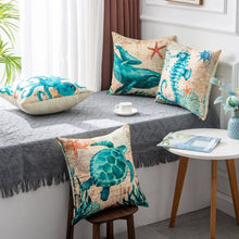 Load image into Gallery viewer, Mandotos Sea Turtle Printed Cushion Covers Linen Throw Pillow Cases For Home Decor Sofa Chair