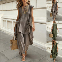 Load image into Gallery viewer, Sleeveless 3D-Cut Resort Two-Piece Set | Top & Pants
