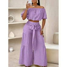 Load image into Gallery viewer, High-Waist Flared Pants & Top Two-Piece Set – 7 Colors, S–2XL
