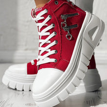 Load image into Gallery viewer, Muffin Heel Side-Zipper & Dual Lace-Up Casual Sneakers for Women