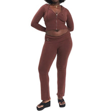Load image into Gallery viewer, Hoodie Suit Women Leisure Sexy Zip Long Sleeve Sweater And High Waist Long Pants Set