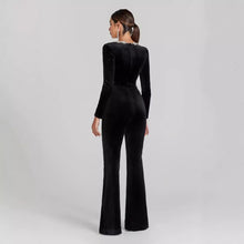 Load image into Gallery viewer, Women’s Diamond-Encrusted Square-Collar Flared Jumpsuit
