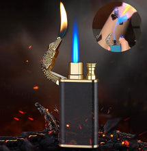 Load image into Gallery viewer, Mandotos Creative Blue Flame Lighter Dolphin Dragon Tiger Metal Windproof Double Flame Refillable