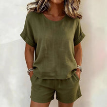 Load image into Gallery viewer, Solid-Color T-Shirt & Shorts Set – Cotton Linen, 10 Colors