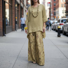Load image into Gallery viewer, Irregular Hem Drop-Shoulder Top & Wide-Leg Pants Set | 3 Colors