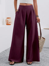 Load image into Gallery viewer, Women's High-Waist Wide-Leg Trousers with Pockets – Full Length