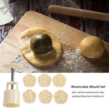 Load image into Gallery viewer, 6pcs/set Flower Shaped Mooncake Mold Cake Mold Hand Pressure Fondant Moon Cake Decorating Tools Cookie Cutter Baking Tool Moon Cake Mold With 6 Stamps Flowers Design Hand Pressure Fondant Decoration Cookie Cutter