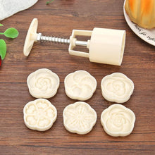 Load image into Gallery viewer, 6pcs/set Flower Shaped Mooncake Mold Cake Mold Hand Pressure Fondant Moon Cake Decorating Tools Cookie Cutter Baking Tool Moon Cake Mold With 6 Stamps Flowers Design Hand Pressure Fondant Decoration Cookie Cutter