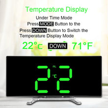 Load image into Gallery viewer, 7 Inch LED Digital Desktop Alarm Clock Curved Dimmable Table Clock Table Alarm Clock 7 Inch Curved Dimmable LED Electronic Digital Desktop Clock for Kids Bedroom Large Number Table Clock Mirror Luxury For Kids Bedroom Home Decors