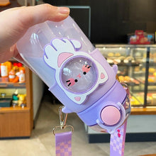 Load image into Gallery viewer, 700ml Kids Water Bottle for School Boys Girl Cup With Straw BPA Free Cute Cartoon Leakproof Mug Portable Travel Drinking Water Bottle with Strap and Stickers Portable Leakproof BPA-Free Drinking Bottle for Girls School Outdoor Sports Travel