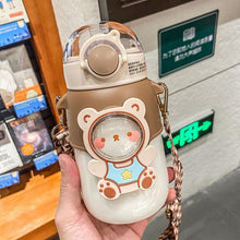 Load image into Gallery viewer, 700ml Kids Water Bottle for School Boys Girl Cup With Straw BPA Free Cute Cartoon Leakproof Mug Portable Travel Drinking Water Bottle with Strap and Stickers Portable Leakproof BPA-Free Drinking Bottle for Girls School Outdoor Sports Travel