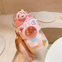 Load image into Gallery viewer, 700ml Kids Water Bottle for School Boys Girl Cup With Straw BPA Free Cute Cartoon Leakproof Mug Portable Travel Drinking Water Bottle with Strap and Stickers Portable Leakproof BPA-Free Drinking Bottle for Girls School Outdoor Sports Travel