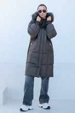 Load image into Gallery viewer, Lauren Genuine Fur Trim Down Fill Coat in Tobacco