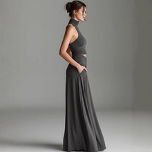 Load image into Gallery viewer, Women's Sleeveless High-Neck Top & Elegant Long A-Line Dress Two-Piece Set