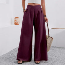 Load image into Gallery viewer, Women's High-Waist Wide-Leg Trousers with Pockets – Full Length