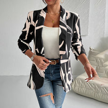 Load image into Gallery viewer, Women's Abstract Print Blazer Button Long Sleeve Work Jacket