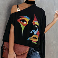 Load image into Gallery viewer, Women’s One-Shoulder Printed T-Shirt