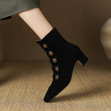 Load image into Gallery viewer, Women’s Retro Suede Chunky-Heel Side-Zip Ankle Boots