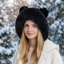 Load image into Gallery viewer, Triple Pom-Pom Fleece Knit Hat with Ear Straps