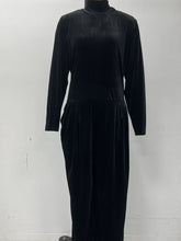 Load image into Gallery viewer, Women's Velvet Mock Turtleneck Chevron-Seam Fitted Bodice Balloon-Leg Jumpsuit