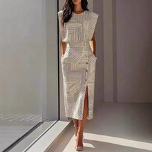 Load image into Gallery viewer, Women's Printed Sleeveless Top & Slit Maxi Skirt Set | Elegant 2-Piece in 3 Colors