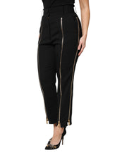 Load image into Gallery viewer, Dolce & Gabbana Black Wool High Waist Zipper Tapered Pants