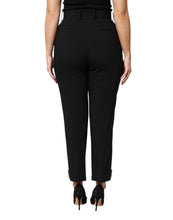 Load image into Gallery viewer, Dolce & Gabbana Black Wool High Waist Zipper Tapered Pants