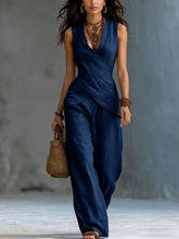 Load image into Gallery viewer, Women's V-Neck Crossover Tank Top & Casual Trousers Two-Piece Set