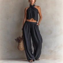 Load image into Gallery viewer, Women's Loose Sleeveless Top & Wide-Leg Pants Set – Linen Blend