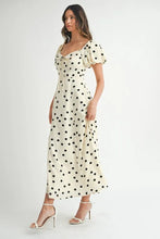 Load image into Gallery viewer, Polka Dot Puff Sleeve Midi Dress For Women – Vintage Fluttering Polka Dot Dress, Feminine Puff Sleeve Dress, Retro Midi Dress, Classic Chic Dress