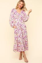 Load image into Gallery viewer, Lilac Full Size Floral V-Neck Long Sleeve Dress With Side Pockets Elegant & Practical Dress