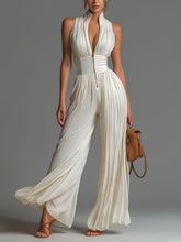 Load image into Gallery viewer, Pleated Wide-Leg Jumpsuit for Women – Sleeveless High-Waist Minimalist Long Jumpsuit