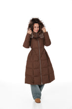 Load image into Gallery viewer, Genuine Silver Fox Fur Trim Down Coat