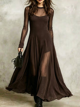 Load image into Gallery viewer, Women's Elegant Mesh-Spliced Maxi Dress — High Waist Slim Fit Patchwork