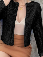 Load image into Gallery viewer, Elegant Women Full-Size Sequin Open Front Cropped Jacket With Glamorous Sparkle Luxury Women Party Jacket