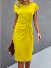 Load image into Gallery viewer, Front Knot Bodycon Midi Dress – Round Neck Sleeveless Tie Dress