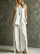 Load image into Gallery viewer, Women's Loose Sleeveless Tank Top & Slit Wide-Leg Pants Two-Piece Set