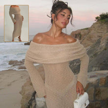 Load image into Gallery viewer, New One-shoulder Knitted Long-sleeved Dress Sexy Beach Holiday Long Dresses Womens Clothing