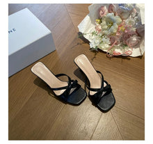 Load image into Gallery viewer, Bow Tie Square Toe Stiletto Heels – High Heel Summer Pumps