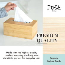 Load image into Gallery viewer, JUSK Design Bamboo Tissue Box Cover – Natural Elegance, Everyday Function