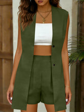 Load image into Gallery viewer, Women's V-Neck Sleeveless Vest Jacket & Shorts Set – Elegant Commuter Style