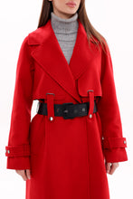 Load image into Gallery viewer, Karina Belted Wool Cashmere Blend Overcoat in Ruby