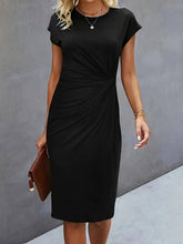 Load image into Gallery viewer, Front Knot Bodycon Midi Dress – Round Neck Sleeveless Tie Dress