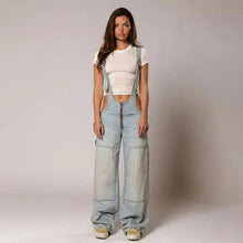 Load image into Gallery viewer, Y2K Denim Overalls - Zipper Suspender Jumpsuit Streetwear