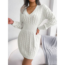 Load image into Gallery viewer, Women’s V-Neck Bodycon Sweater Dress