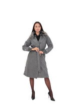 Load image into Gallery viewer, Karolina Genuine Silver Fox Wool Blend Coat