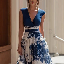 Load image into Gallery viewer, Women's Elegant Sleeveless Deep V-Neck Printed Maxi Dress with Irregular Hem