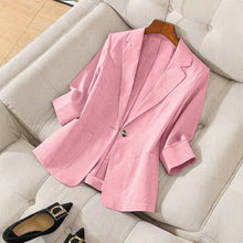 Load image into Gallery viewer, Women's Single Button Notch Lapel 3/4 Sleeve Blazer Jacket