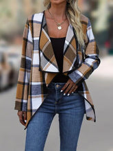 Load image into Gallery viewer, Elegant Plaid Open Front Long Sleeve Jacket Stylish & Cozy Lightweight Breathable Outerwear