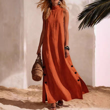 Load image into Gallery viewer, Sleeveless Midi Dress – Side Slits & Loose Fit
